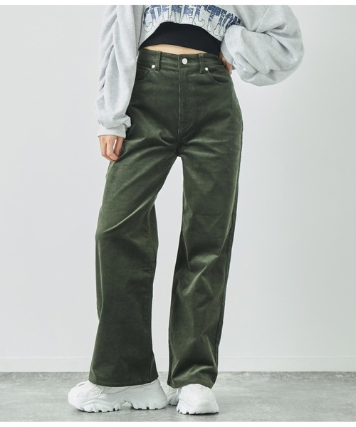 ANAP(アナップ)の「コーデュロイストレートパンツ(その他パンツ・レディース・ダークブラウン/モスグリーン/アイボリー・M/S)」の1枚目の写真