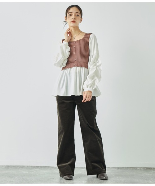 ANAP(アナップ)の「コーデュロイストレートパンツ(その他パンツ・レディース・ダークブラウン/モスグリーン/アイボリー・M/S)」の12枚目の写真