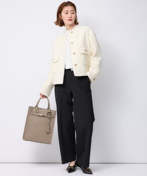 極美品✨23区　ミックスラメツイード　ノーカラージャケット　ベージュ　36 23区（ニジュウサンク）の「GIOLICA カラーミックスツイード