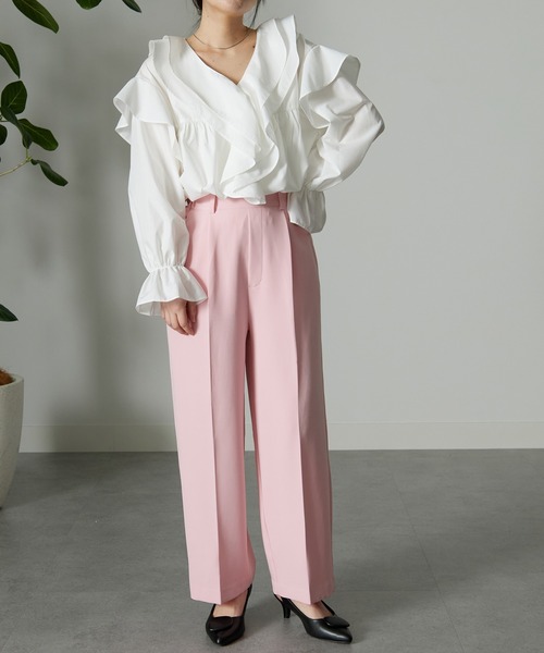 RANAN（ラナン）の「[低身長サイズ有]美脚シルエットセンタープレススラックス(股下62cm)（スラックス・レディース・チャコール/ライトピンク/ブラック/ロイヤルブルー/ライトグレー/ブルーグリーン/ブラウン系その他/ダークブルー/イエロー系その他/シルバーグレー・M/S/LL/L/3L）」の20枚目の写真