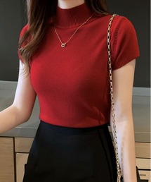 セール】ニット/セーター（レッド/赤色系・半袖）ファッション通販