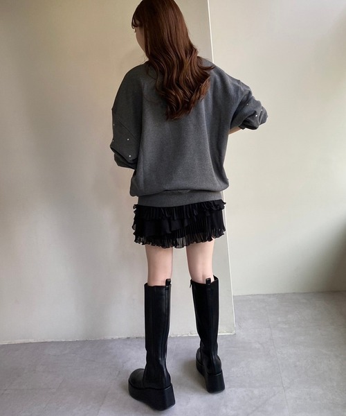 one after another NICE CLAUP（ワンアフターアナザーナイスクラップ）の「オーバーサイズビジュースウェット（スウェット・レディース・オフホワイト/グレー/ピンク・FREE）」の17枚目の写真