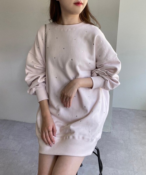 one after another NICE CLAUP（ワンアフターアナザーナイスクラップ）の「オーバーサイズビジュースウェット（スウェット・レディース・オフホワイト/グレー/ピンク・FREE）」の5枚目の写真
