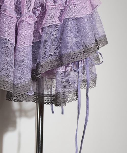 rurumu: レースキュロット shirring fril shorts rurumu:（ルルムウ）の「Remneh by rurumu:/レムネ バイ