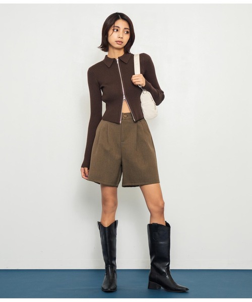 ANAP（アナップ）の「ツータックバミューダパンツ（その他パンツ・レディース・ブラウン/ブラック・FREE）」の22枚目の写真