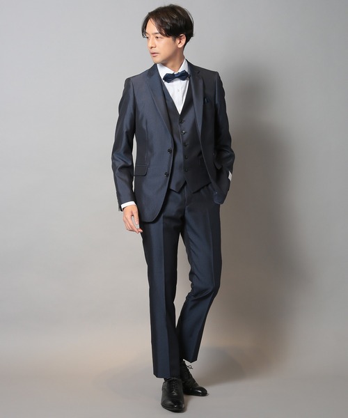 CROWDED CLOSET（クラウデッドクローゼット）の「ブライトナローストライプスーツセットアップ（同素材ベストあり）（セットアップ・メンズ・ブラック/ネイビー・01/02/03/04）」の4枚目の写真