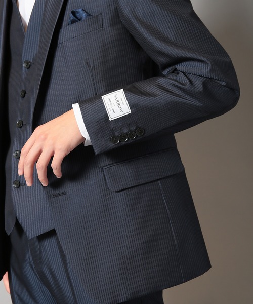 CROWDED CLOSET（クラウデッドクローゼット）の「ブライトナローストライプスーツセットアップ（同素材ベストあり）（セットアップ・メンズ・ブラック/ネイビー・01/02/03/04）」の11枚目の写真