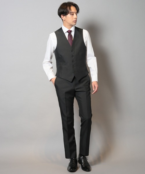 CROWDED CLOSET（クラウデッドクローゼット）の「ブライトナローストライプスーツセットアップ（同素材ベストあり）（セットアップ・メンズ・ブラック/ネイビー・01/02/03/04）」の3枚目の写真