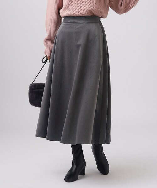 DRESKIP(ドレスキップ)の「◆【上品な光沢】ベロアツイル ミディ丈 フレアスカート(スカート・レディース・ダークグレー/ブルーグリーン/ブラック・02/03/04)」の2枚目の写真