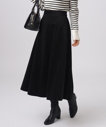 ◆【上品な光沢】ベロアツイル ミディ丈 フレアスカート