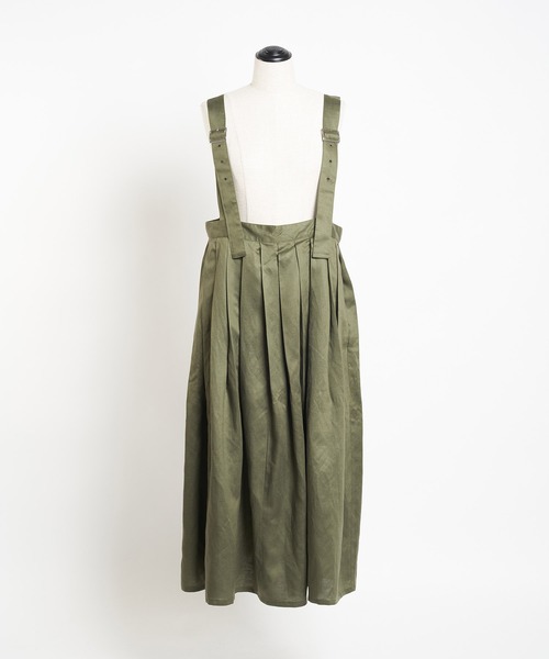 gomme（ゴム）の「Ten/Liツイル　吊りスカート（スカート・レディース・ブラック/カーキ・MEDIUM）」の11枚目の写真