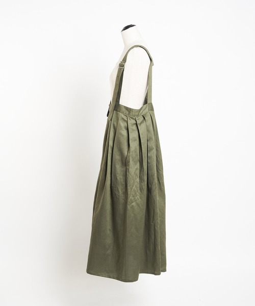 gomme（ゴム）の「Ten/Liツイル　吊りスカート（スカート・レディース・ブラック/カーキ・MEDIUM）」の12枚目の写真