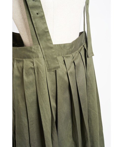 gomme（ゴム）の「Ten/Liツイル　吊りスカート（スカート・レディース・ブラック/カーキ・MEDIUM）」の15枚目の写真
