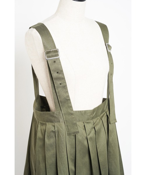 gomme（ゴム）の「Ten/Liツイル　吊りスカート（スカート・レディース・ブラック/カーキ・MEDIUM）」の16枚目の写真