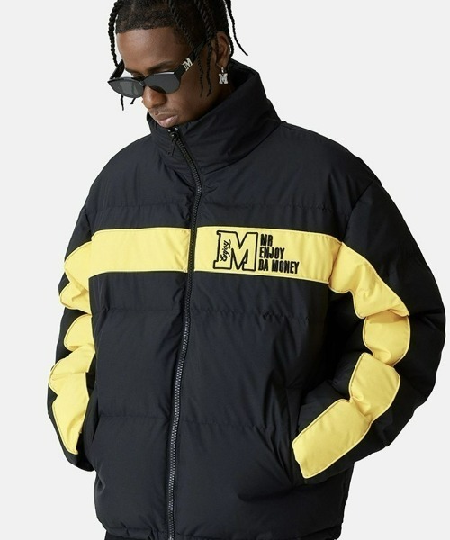 MR ENJOY DA MONEY ミスターエンジョイダマネー の ストリートファッション MR ENJOY DA MONEY ミスターエンジョイダマニー COLOR BLOCKING DOWN JACKET パディングジャケット ぺディン 長袖ジャケット 長袖アウター 羽織り スケーターファッション ダウンジャケット