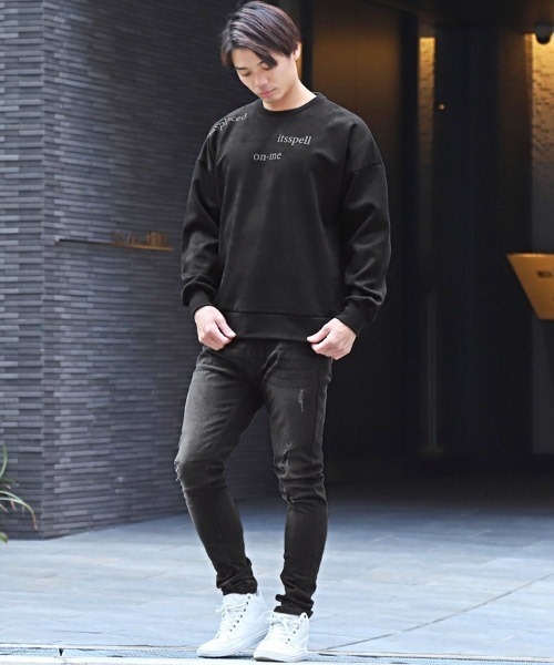 LUXSTYLE(ラグスタイル)の「ダメージスキニーデニムパンツ(デニムパンツ・メンズ・ライトグレー/インディゴブルー/ブラック系その他/ブルー・XL/L/M)」の7枚目の写真