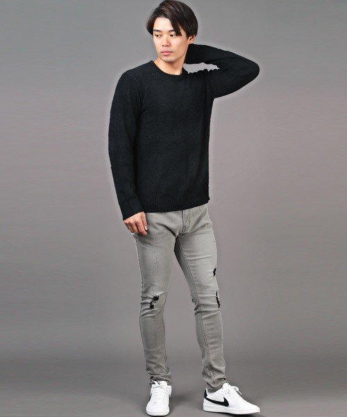 LUXSTYLE(ラグスタイル)の「ダメージスキニーデニムパンツ(デニムパンツ・メンズ・ライトグレー/インディゴブルー/ブラック系その他/ブルー・XL/L/M)」の10枚目の写真