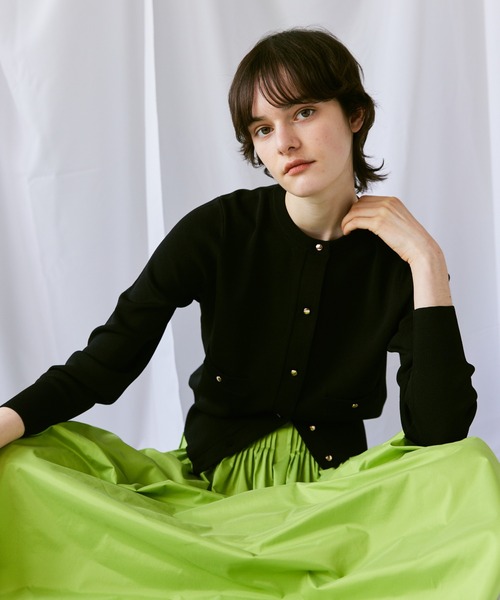 allureville（アルアバイル）の「◇ポケットクルーカーディガン（カーディガン/ボレロ・レディース・オフホワイト/ブルー/ブラック/ブラック系その他・2）」の3枚目の写真