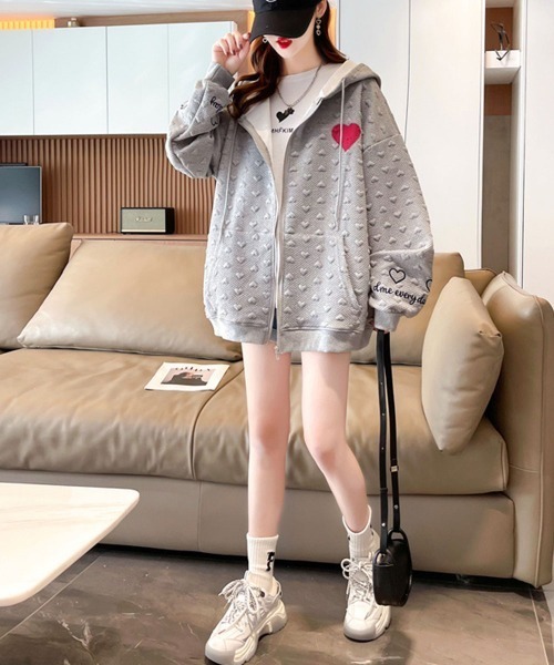 Miniministore(ミニミニストア)の「ジップパーカーレディース 春秋スウェット(パーカー・レディース・グレー/ブラック/ベージュ・XL/XXL)」の9枚目の写真