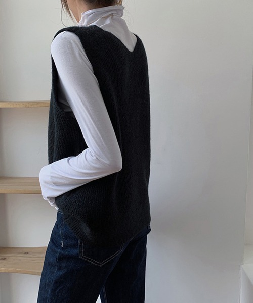 Miniministore(ミニミニストア)の「リブニットベスト レディース vネック(ベスト・レディース・ライトブラウン/グレー/ブラック/ブラウン/モカ・フリー)」の11枚目の写真