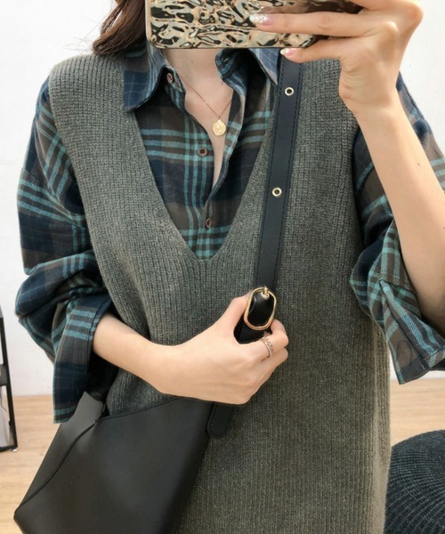 Miniministore(ミニミニストア)の「リブニットベスト レディース vネック(ベスト・レディース・ライトブラウン/グレー/ブラック/ブラウン/モカ・フリー)」の15枚目の写真