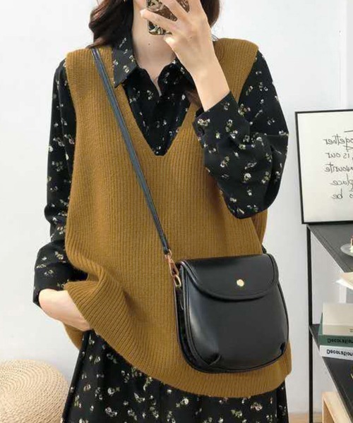Miniministore(ミニミニストア)の「リブニットベスト レディース vネック(ベスト・レディース・ライトブラウン/グレー/ブラック/ブラウン/モカ・フリー)」の17枚目の写真