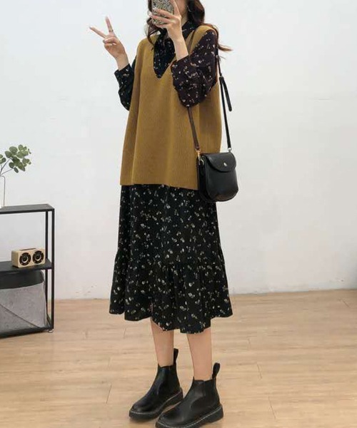Miniministore(ミニミニストア)の「リブニットベスト レディース vネック(ベスト・レディース・ライトブラウン/グレー/ブラック/ブラウン/モカ・フリー)」の19枚目の写真