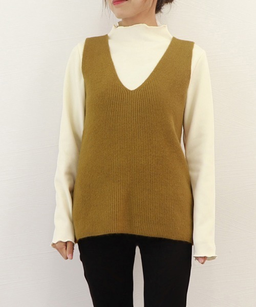 Miniministore(ミニミニストア)の「リブニットベスト レディース vネック(ベスト・レディース・ライトブラウン/グレー/ブラック/ブラウン/モカ・フリー)」の20枚目の写真