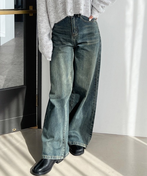 Olu.（オルドット）の「ロングワイドデニムパンツ（デニムパンツ・レディース・ブルー/ブラック・0/1）」の2枚目の写真