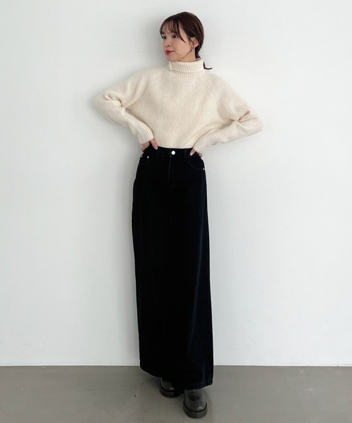 Olu.（オルドット）の「ロングワイドデニムパンツ（デニムパンツ・レディース・ブルー/ブラック・0/1）」の5枚目の写真