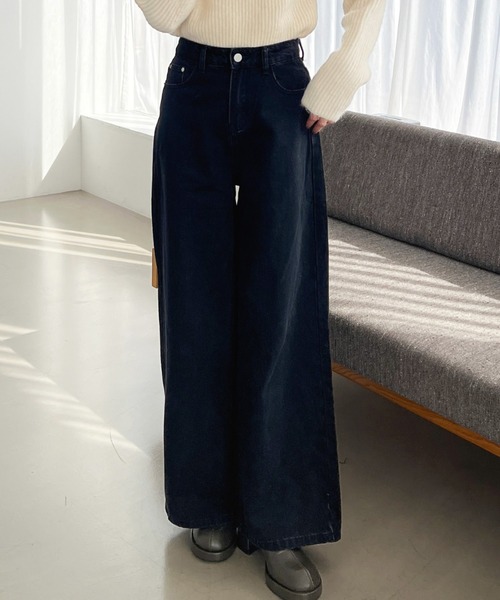Olu.（オルドット）の「ロングワイドデニムパンツ（デニムパンツ・レディース・ブルー/ブラック・0/1）」の9枚目の写真
