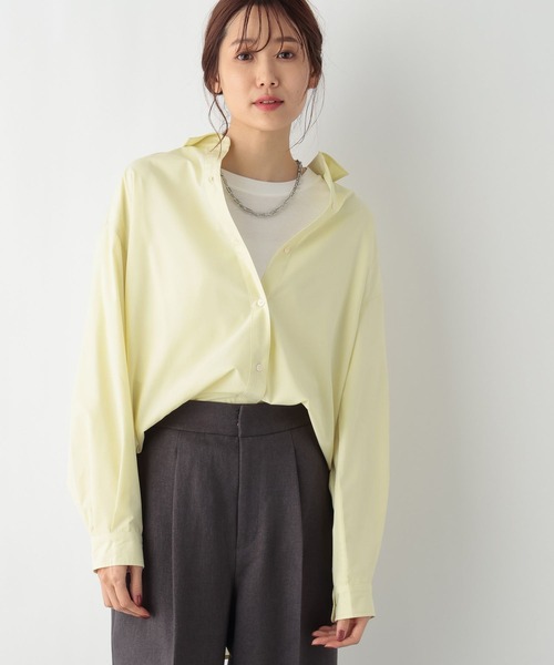 GLOBAL WORK（グローバルワーク）の「365日マイスタイルレギュラーシャツ/975616（シャツ/ブラウス・レディース・ネイビー系8/パープル系その他2/グレイッシュベージュ/ブルー系その他6/ライトブルー/オフホワイト/イエロー/ホワイト系その他/ストライプ/グリーン系その他5・FREE）」の10枚目の写真