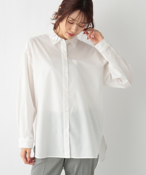 GLOBAL WORK（グローバルワーク）の「365日マイスタイルレギュラーシャツ/975616（シャツ/ブラウス・レディース・ネイビー系8/パープル系その他2/グレイッシュベージュ/ブルー系その他6/ライトブルー/オフホワイト/イエロー/ホワイト系その他/ストライプ/グリーン系その他5・FREE）」の16枚目の写真