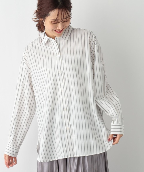GLOBAL WORK（グローバルワーク）の「365日マイスタイルレギュラーシャツ/975616（シャツ/ブラウス・レディース・ネイビー系8/パープル系その他2/グレイッシュベージュ/ブルー系その他6/ライトブルー/オフホワイト/イエロー/ホワイト系その他/ストライプ/グリーン系その他5・FREE）」の19枚目の写真