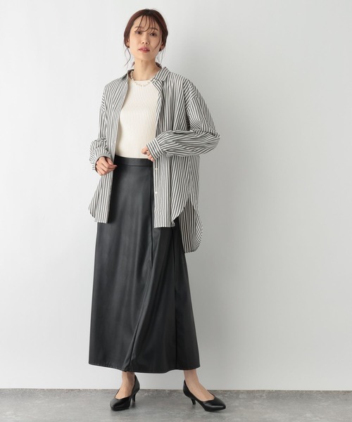 GLOBAL WORK（グローバルワーク）の「365日マイスタイルレギュラーシャツ/975616（シャツ/ブラウス・レディース・ネイビー系8/パープル系その他2/グレイッシュベージュ/ブルー系その他6/ライトブルー/オフホワイト/イエロー/ホワイト系その他/ストライプ/グリーン系その他5・FREE）」の22枚目の写真