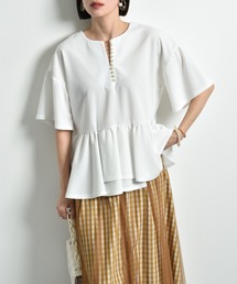 【接触冷感・ＵＶ・吸水速乾】カットジョーゼットパールブラウス