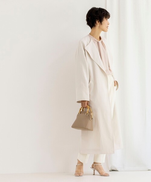 NOLLEY’S Sophi（ノーリーズソフィ）の「スラブタフタノーカラーベルテッドコート（ノーカラーコート・レディース・ベビーピンク/ネイビー/ベージュ・36/38）」の18枚目の写真