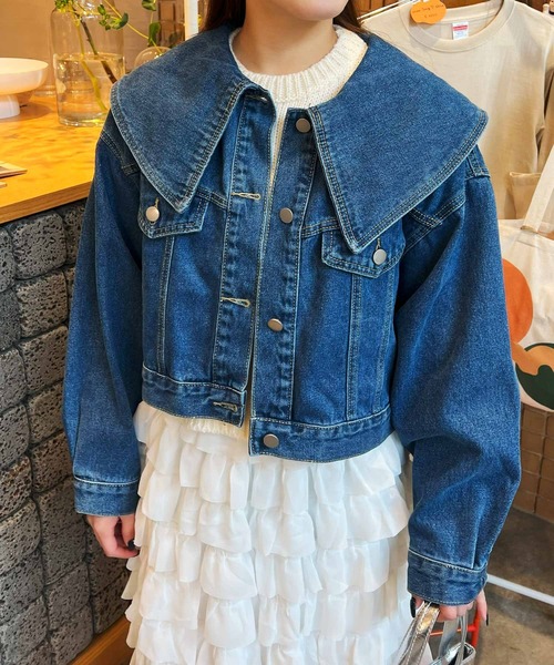 frunco（フランコ）の「ビックカラーデニムジャケット（デニムジャケット・レディース・ブルー・FREE）」の4枚目の写真