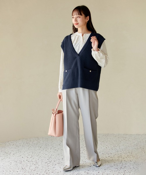 VIS(ビス)の「美HITワンタックストレートパンツ【洗える】(スラックス・レディース・ベージュ/ネイビー/グレー/グリーン・S/M)」の11枚目の写真