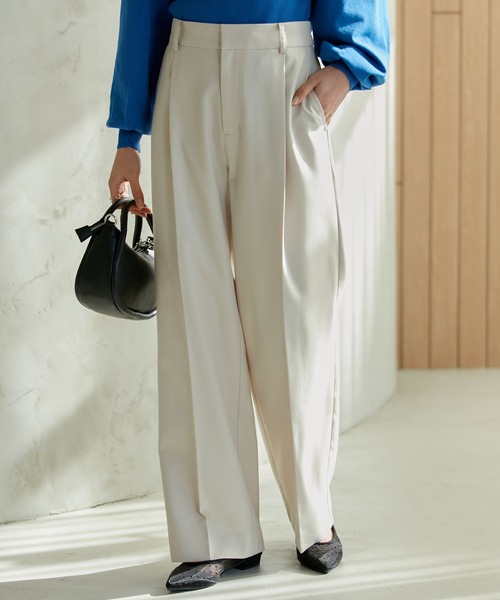 VIS(ビス)の「美HITワンタックストレートパンツ【洗える】(スラックス・レディース・ベージュ/ネイビー/グレー/グリーン・S/M)」の16枚目の写真