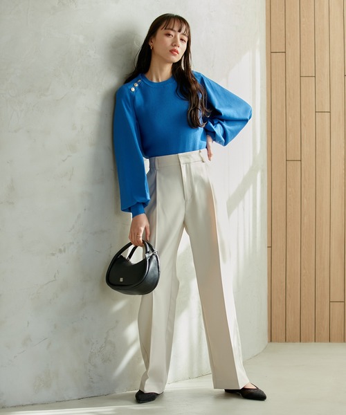 VIS(ビス)の「美HITワンタックストレートパンツ【洗える】(スラックス・レディース・ベージュ/ネイビー/グレー/グリーン・S/M)」の17枚目の写真