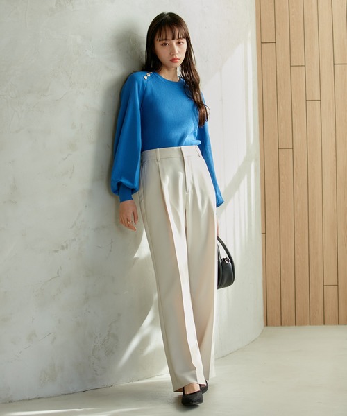 VIS(ビス)の「美HITワンタックストレートパンツ【洗える】(スラックス・レディース・ベージュ/ネイビー/グレー/グリーン・S/M)」の19枚目の写真