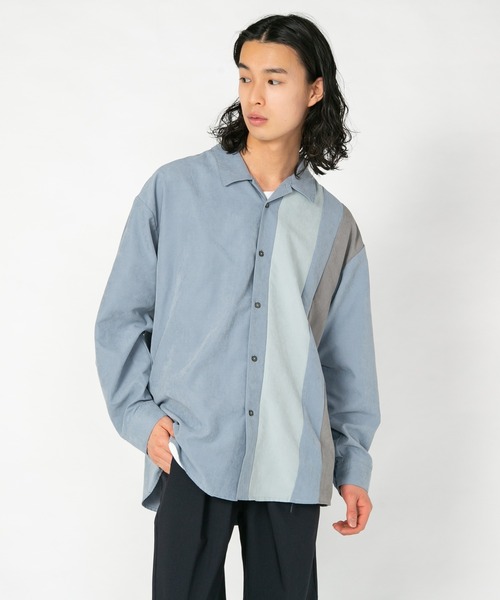 Blue Standard (ブルースタンダード)の「【BLUE STANDARD/ブルースタンダード】 フェイクスエード 無地 切り替えシャツ Tシャツ 2点セット(シャツ/ブラウス・メンズ・スミクロ/ダークブルー/ライトベージュ・MEDIUM/LARGE/X-LARGE)」の3枚目の写真