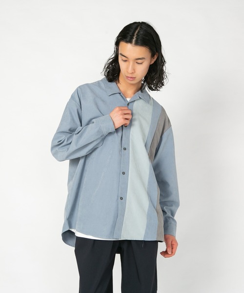 Blue Standard (ブルースタンダード)の「【BLUE STANDARD/ブルースタンダード】 フェイクスエード 無地 切り替えシャツ Tシャツ 2点セット(シャツ/ブラウス・メンズ・スミクロ/ダークブルー/ライトベージュ・MEDIUM/LARGE/X-LARGE)」の22枚目の写真