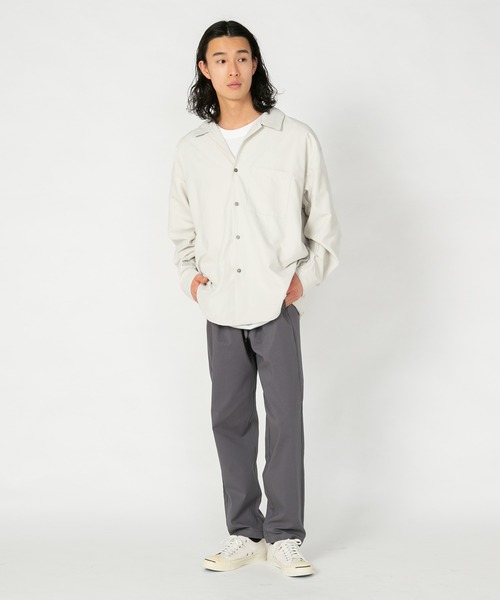 Blue Standard (ブルースタンダード)の「【BLUE STANDARD/ブルースタンダード】 フェイクスエード 無地 切り替えシャツ Tシャツ 2点セット(シャツ/ブラウス・メンズ・スミクロ/ダークブルー/ライトベージュ・MEDIUM/LARGE/X-LARGE)」の15枚目の写真