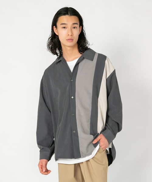 Blue Standard (ブルースタンダード)の「【BLUE STANDARD/ブルースタンダード】 フェイクスエード 無地 切り替えシャツ Tシャツ 2点セット(シャツ/ブラウス・メンズ・スミクロ/ダークブルー/ライトベージュ・MEDIUM/LARGE/X-LARGE)」の6枚目の写真