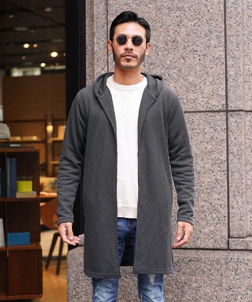 jiggys shop（ジギーズショップ）の「ジャガードニットフーディガン（カーディガン/ボレロ・メンズ・ブラック/チャコールグレー・MEDIUM/LARGE/X-LARGE）」の3枚目の写真