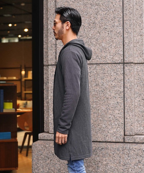 jiggys shop（ジギーズショップ）の「ジャガードニットフーディガン（カーディガン/ボレロ・メンズ・ブラック/チャコールグレー・MEDIUM/LARGE/X-LARGE）」の4枚目の写真