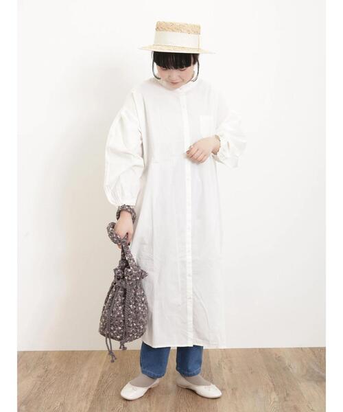 Samansa Mos2（サマンサ モスモス）の「【india crafts】花刺繍キルト巾着バッグ（ハンドバッグ・レディース・キナリ/チャコールグレー・F）」の10枚目の写真