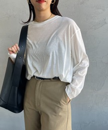 [mizuiro ind/ミズイロインド] ガーゼ ワイドシアーTシャツ